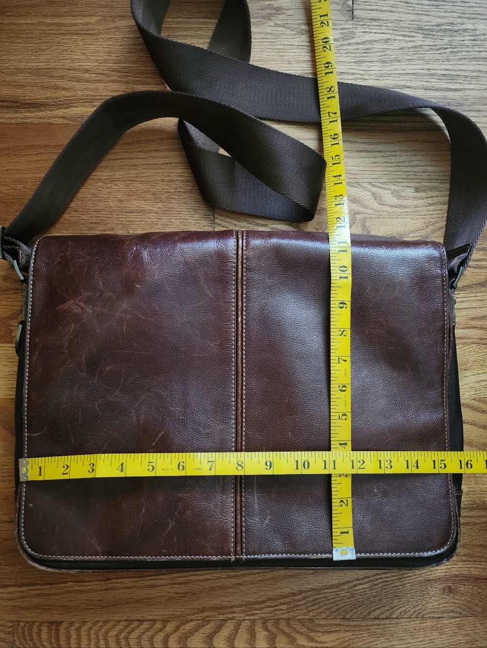 Boconi Brown Leather Messenger Bag - Picture 10 of 12